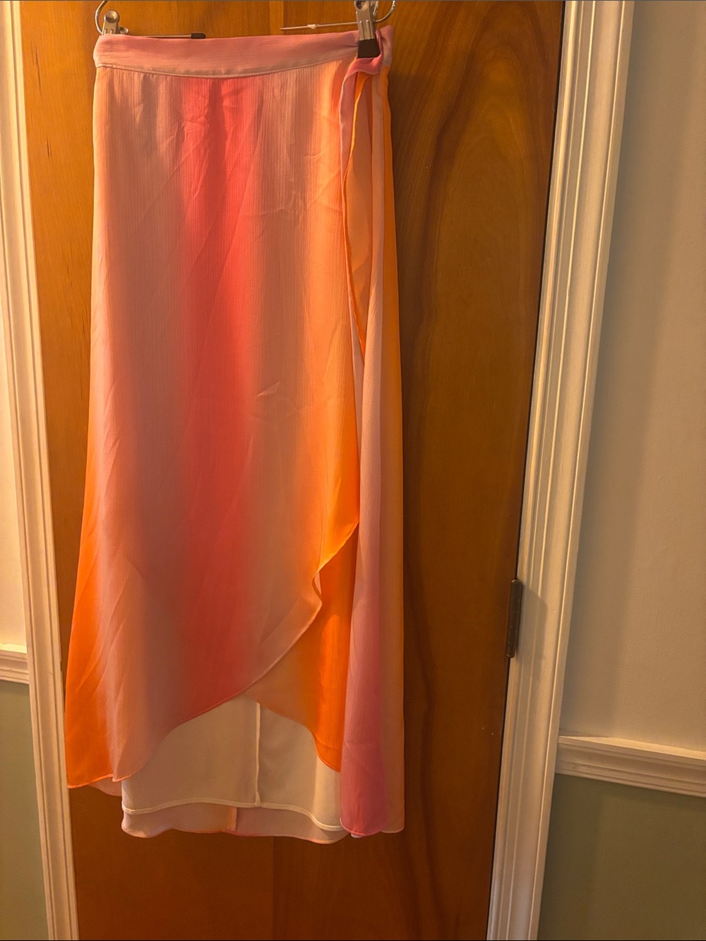 BCBGeneration Pink to Orange Ombre A-Line Wrap Skirt